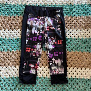 FILA Performance Black Purple Caprie Workout Leggings Womans sz Medium